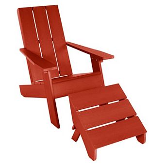 Highwood USA Barcelona Modern Adirondack Chair & Modern Folding Ottoman 2 pc Set