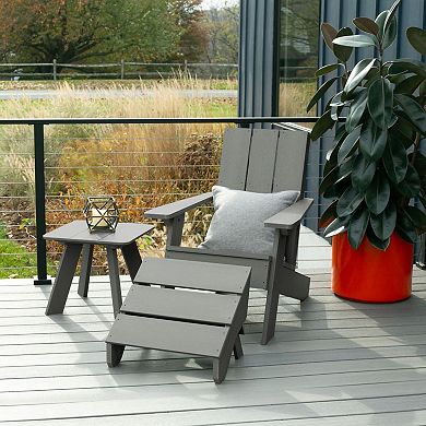 Highwood USA Barcelona Modern Adirondack Chair, Modern Side Table & Folding Ottoman 3-Piece Set