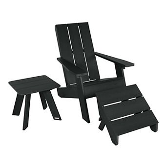 Highwood USA Barcelona Modern Adirondack Chair, Modern Side Table & Folding Ottoman 3 pc Set