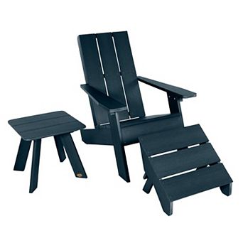 Highwood USA Barcelona Modern Adirondack Chair, Modern Side Table & Folding Ottoman 3 pc Set