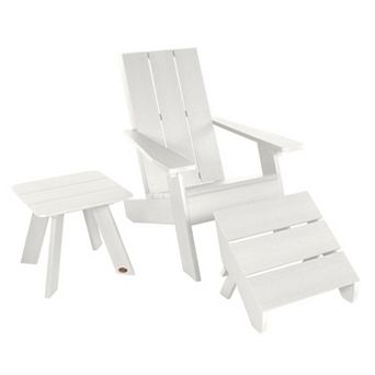 Highwood USA Barcelona Modern Adirondack Chair, Modern Side Table & Folding Ottoman 3 pc Set