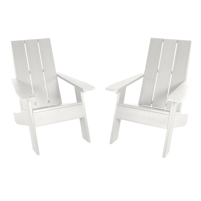 Highwood Barcelona Modern Adirondack Chair 2-Piece Set, White