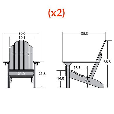 Highwood USA Classic Westport Adirondack Chair 2-Piece Set