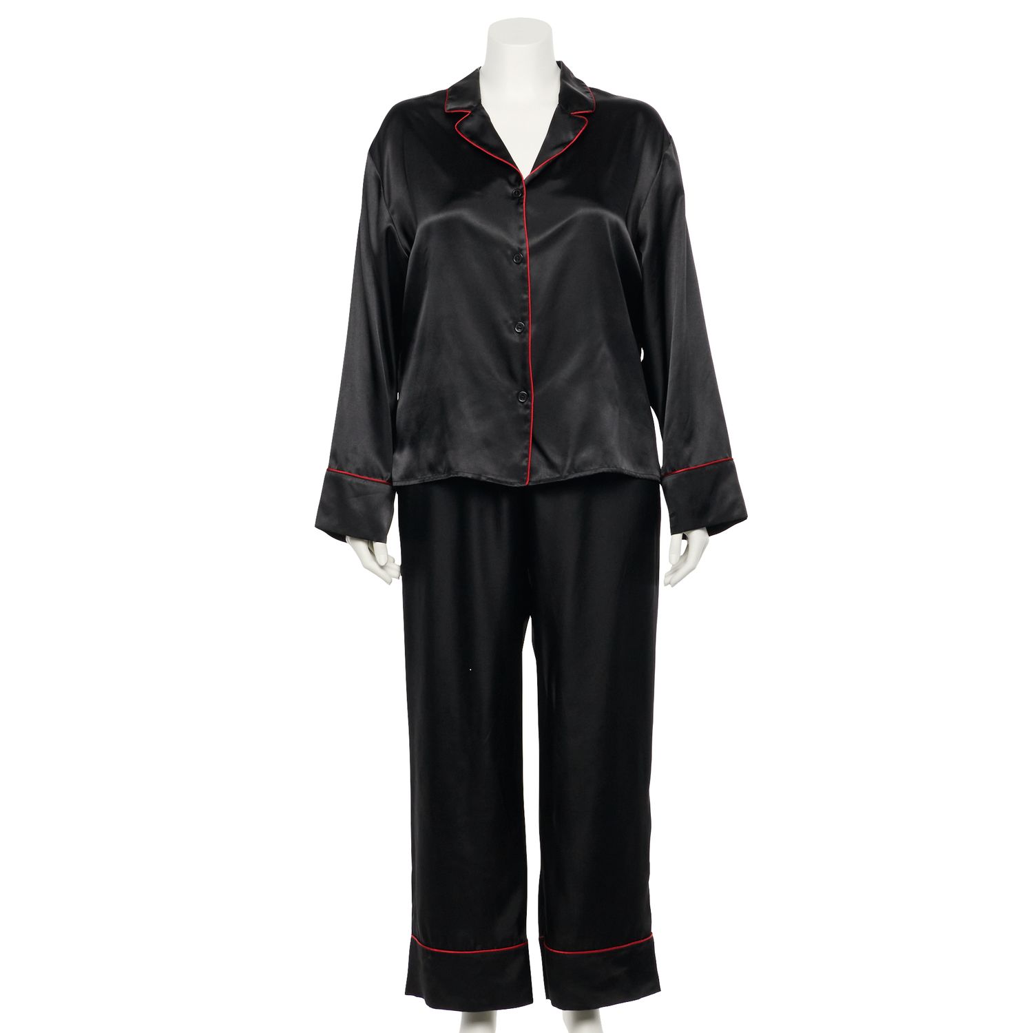 plus size black satin pajamas