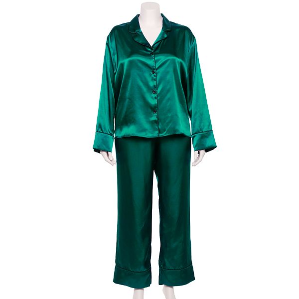 donor Nedgang grå Plus Size Apt. 9® Satin Pajama Shirt & Pajama Pants Set