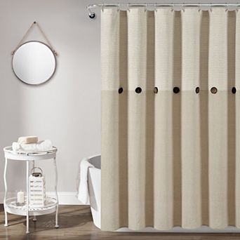 Lush Decor Farmhouse Button Stripe Shower Curtain