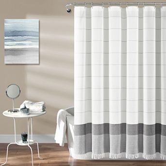 Lush Decor Stripe Tassel Fringe Shower Curtain