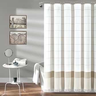 Lush Decor Stripe Tassel Fringe Shower Curtain
