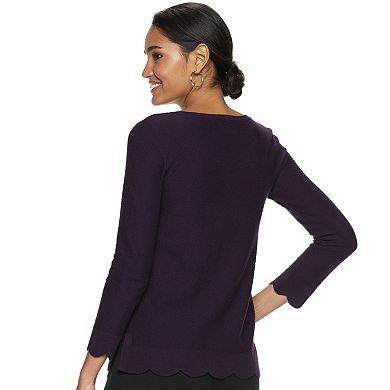 Women's ELLE™ Scallop Hem Tunic Sweater