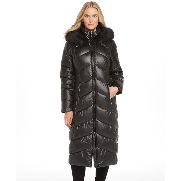 Womens long puffer sales coat with hood