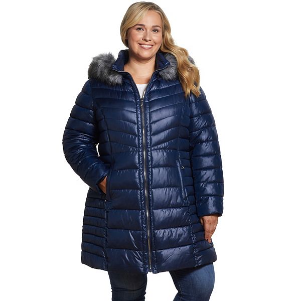 Plus Size Gallery Faux-Fur Hood Quilted Puffer Jacket