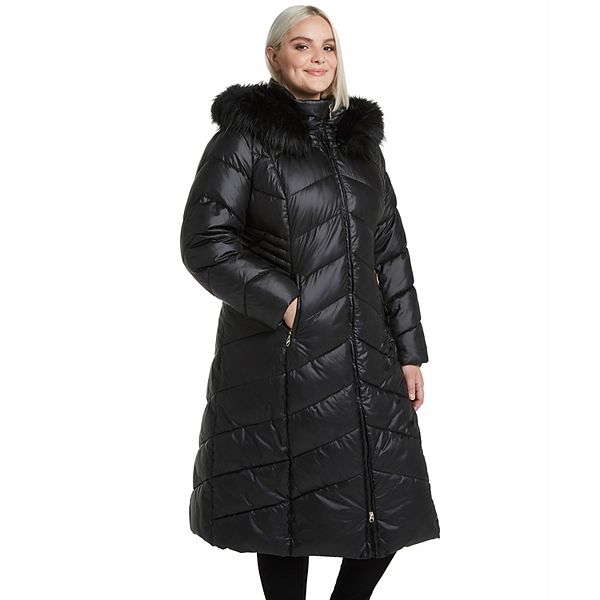 Plus Size Gallery Faux-Fur Hood Puffer Coat