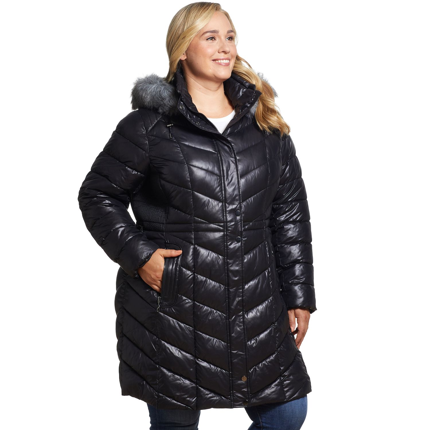 plus size puffer coat with fur