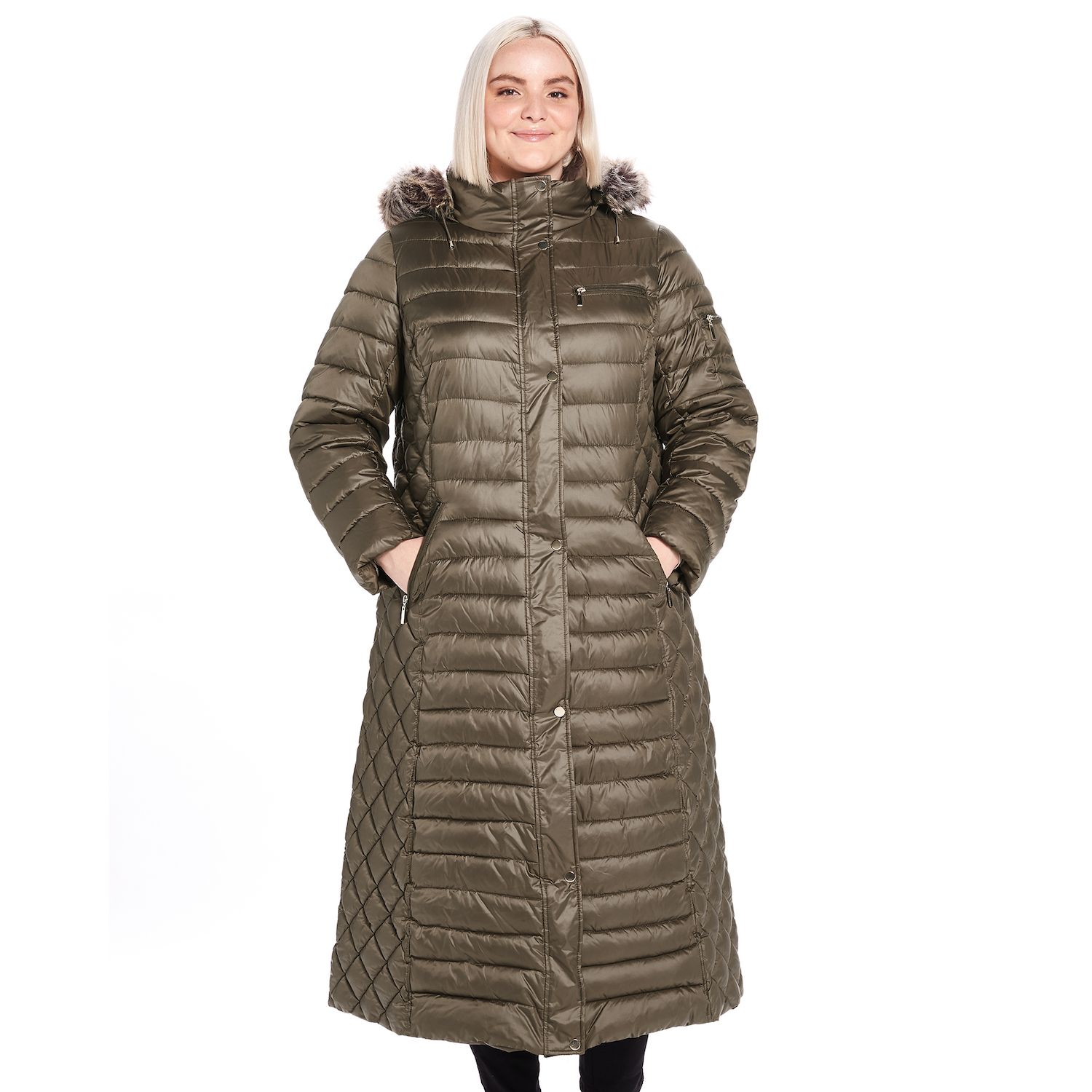 plus size long quilted coat