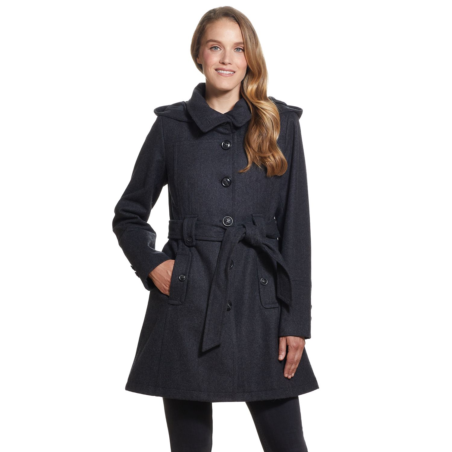 hooded wool coat womens