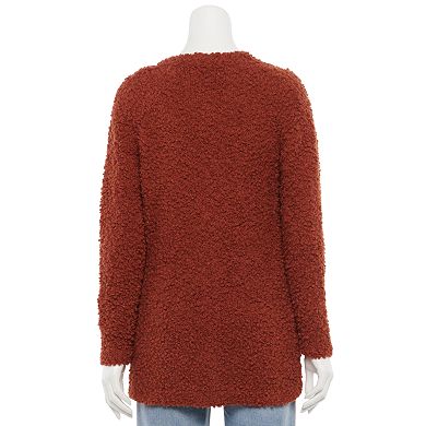Juniors' Pink Republic Long Sleeves Drop Shoulder Open Cardigan Sweater