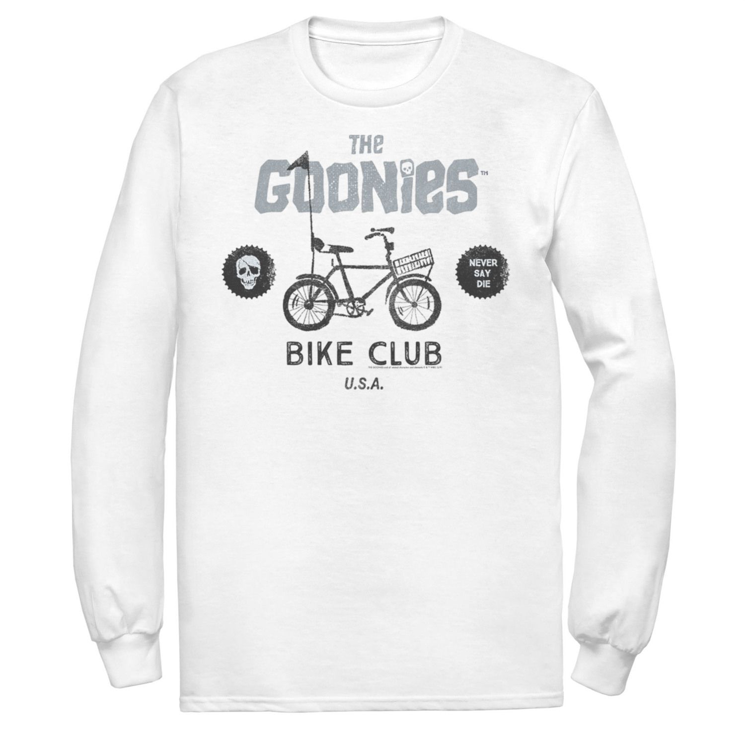 Image for Licensed Character Men's The Goonies Bike Club Never Say Die Text Tee at Kohl's.