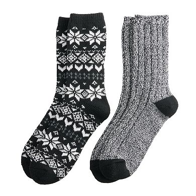 Women's Cuddl Duds® 2-Pack Fairisle Boot Socks