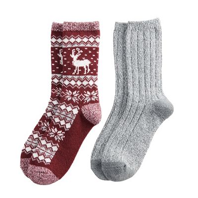 Women s Cuddl Duds 2 Pack Holiday Boot Socks
