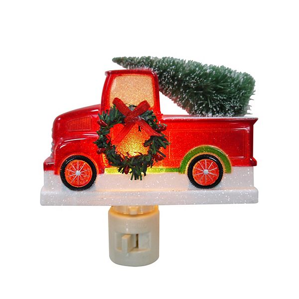 Red Truck Christmas Tree Outlet Night Light