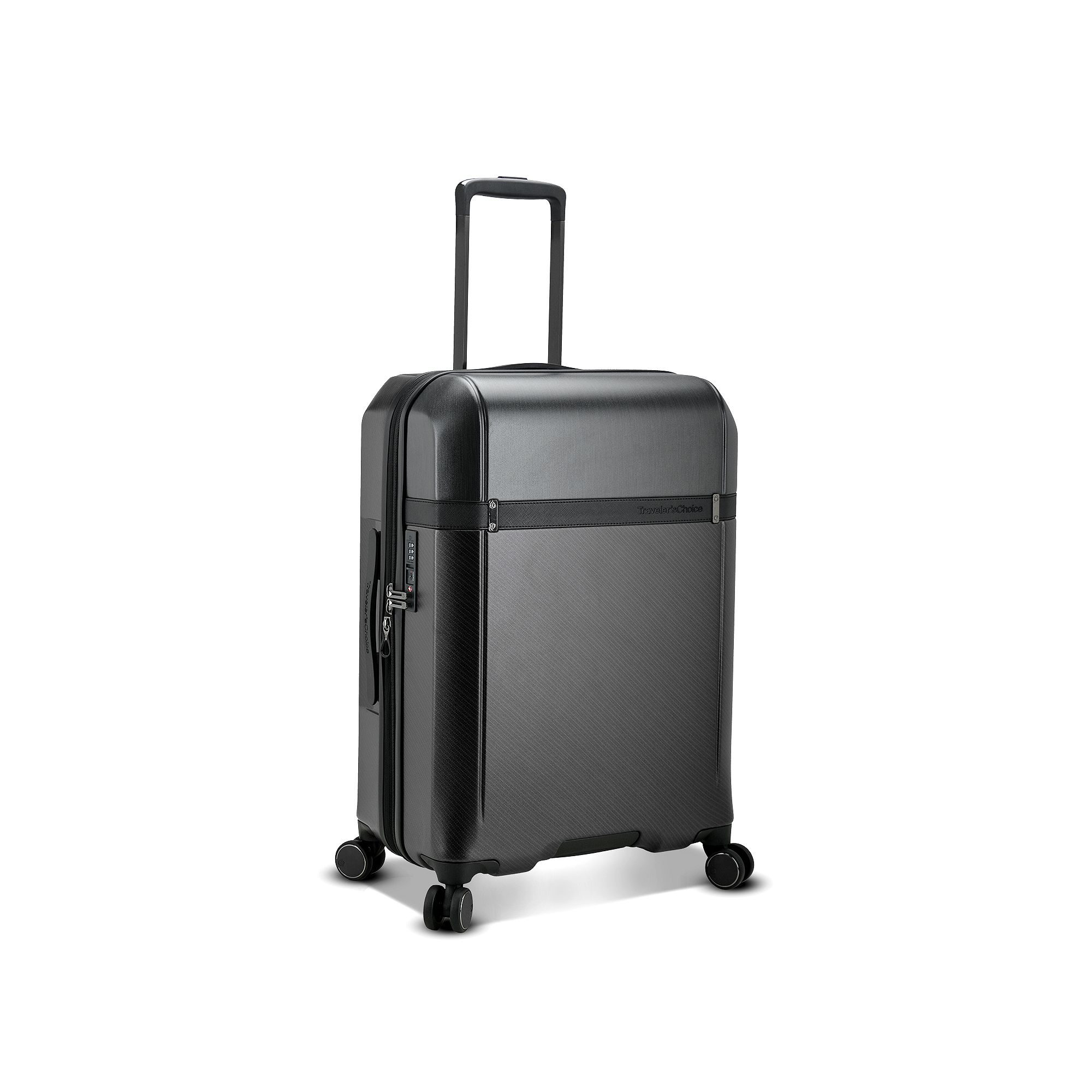 Travelers Choice Vulkan 2-Tone Expandable Hardside Spinner Luggage, Black