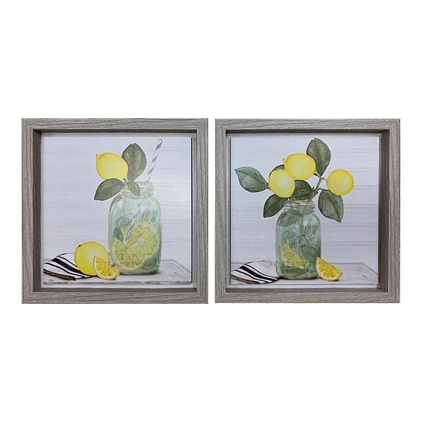 New View Gifts Accessories 2 Pack Real Wood Framed Lemon Wall Art