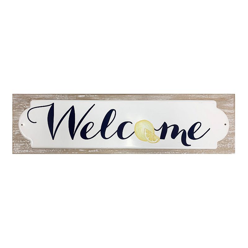 New View Gifts & Accessories Welcome Sign on Wood Backer and Lemon Art, Mul