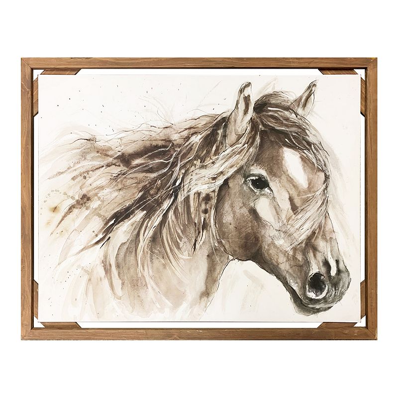 New View Gifts & Accessories Diagonal Wood Framed Horse Art, Multicolor