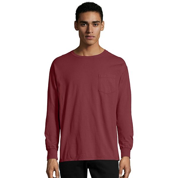 Men's ComfortWash Red Bradley Braves Stack Garment Dyed Long Sleeve T-Shirt Size: Small