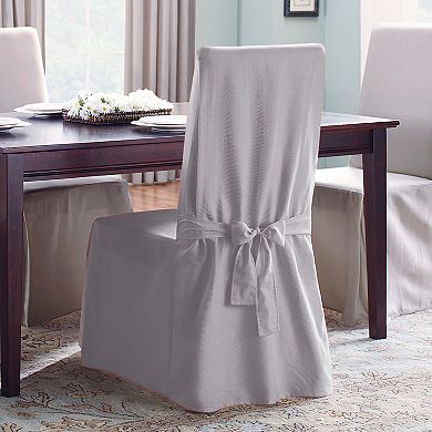 SureFit Home Decor Cotton Long Dinning Chair Slipcover