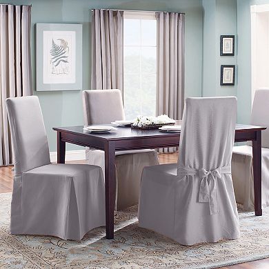 SureFit Home Decor Cotton Long Dinning Chair Slipcover