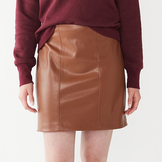 Keller faux clearance leather mini skirt