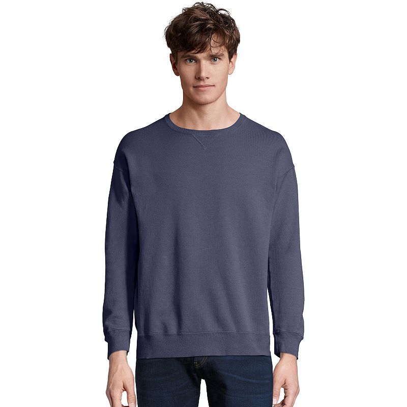 Mens Hanes ComfortWash Garment-Dyed Fleece Sweatshirt, Size: Small, Med Gr