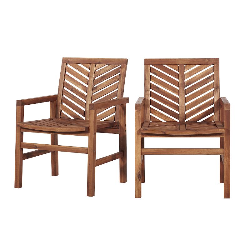 Banbury Designs Chevron Indoor / Outdoor Acacia Dining Chair 2-piece Set, B