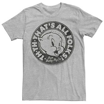 Men's Lonney Tunes Porky Pig That's all Folks Portrait Tee