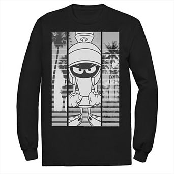 Men's Looney Tunes Marvin The Martian Grey Scale Panels Tee