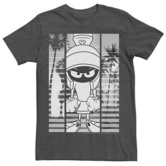 Men's Looney Tunes Marvin The Martian Grey Scale Panels Tee