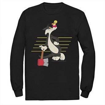 Men's Looney Tunes Sylvester & Tweety Lined Portrait Long Sleeve Tee