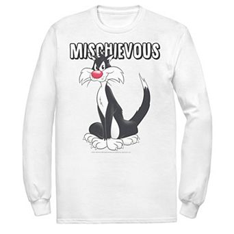 Men's Looney Tunes Sylvester Mischievous Portrait Long Sleeve Tee