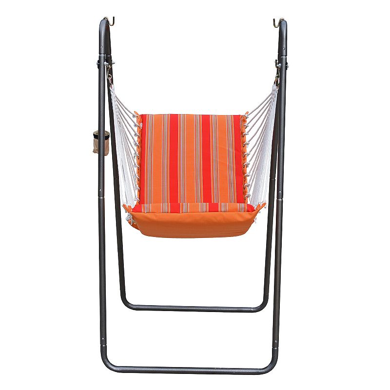 Algoma Sunbrella Hanging Soft Comfort Hammock Chair & Stand, Orange