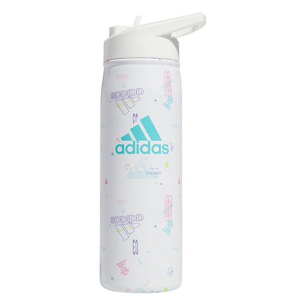 adidas 20-oz. Stainless Steel Water Bottle with Straw - Icon Brand Love White
