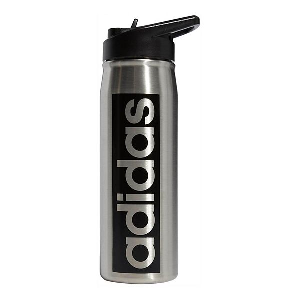 adidas 20-oz. Stainless Steel Water Bottle with Straw - Stainless Steel Black