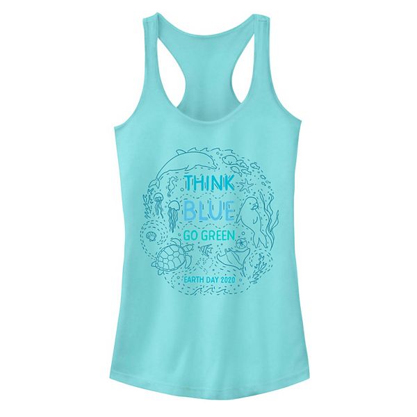 Perfekt Kort levetid baggrund Juniors' Think Blue Go Green Earth Day 2020 Tank Top