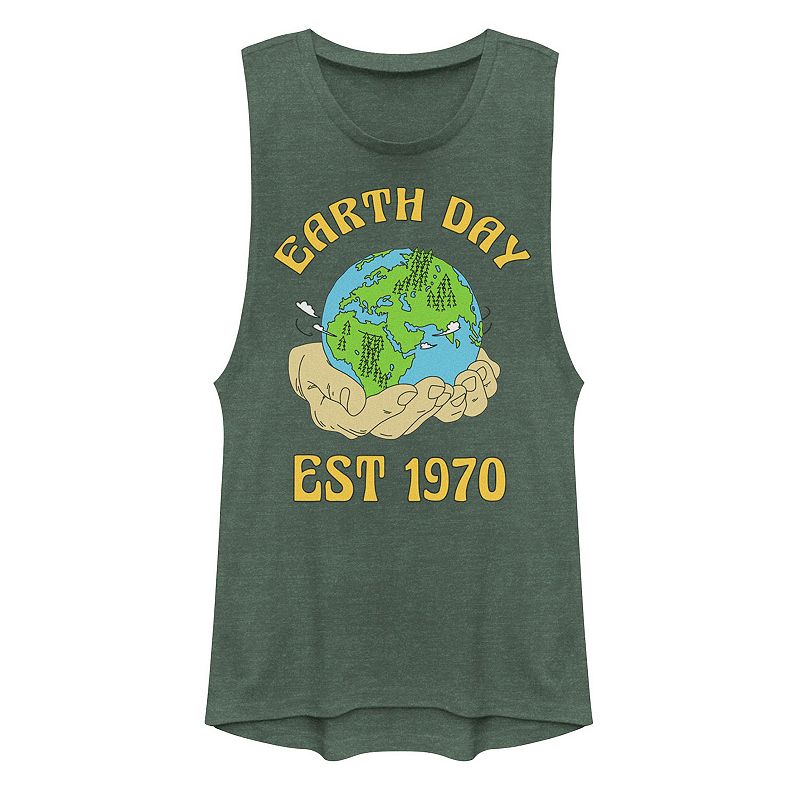 Juniors Earth Day Established 1970 Muscle Tank Top, Girls, Size: XXL, Gre