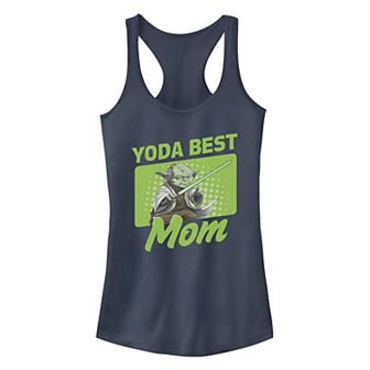 Juniors' Star Wars Yoda Best Mom Cartoon Portrait Tank Top