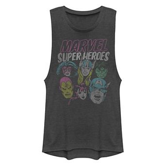 Juniors' Marvel Superheroes Group Poster Muscle Graphic Tank Top