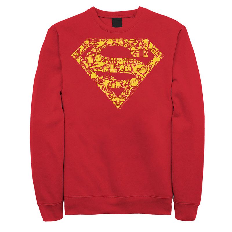 Mens DC Comics Superman Gadgets Chest Logo Sweatshirt, Size: Small, Red