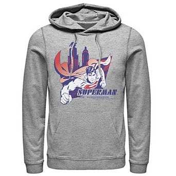 Men's DC Comics Superman Daily Planet Skyline Flying Poster Hoodie