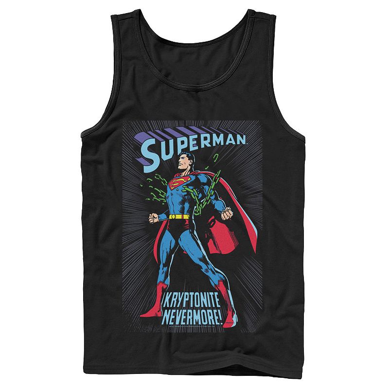 Mens DC Comics Superman In Chains Vintage Poster Tank, Size: Small, Black