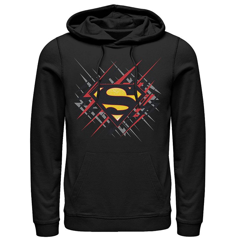Mens DC Comics Superman Lightning Chest Logo Hoodie, Size: Small, Black